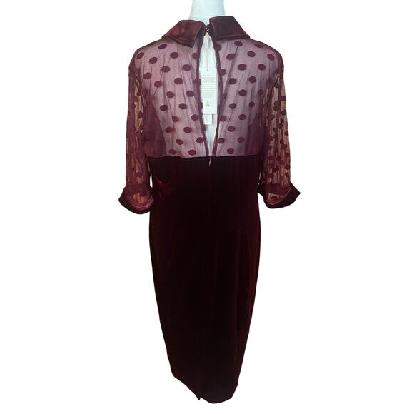 NWT Belle Poque Holiday Party Dress sz Extra Large Burgundy Wine Stretch Velvet - Picture 4 of 10